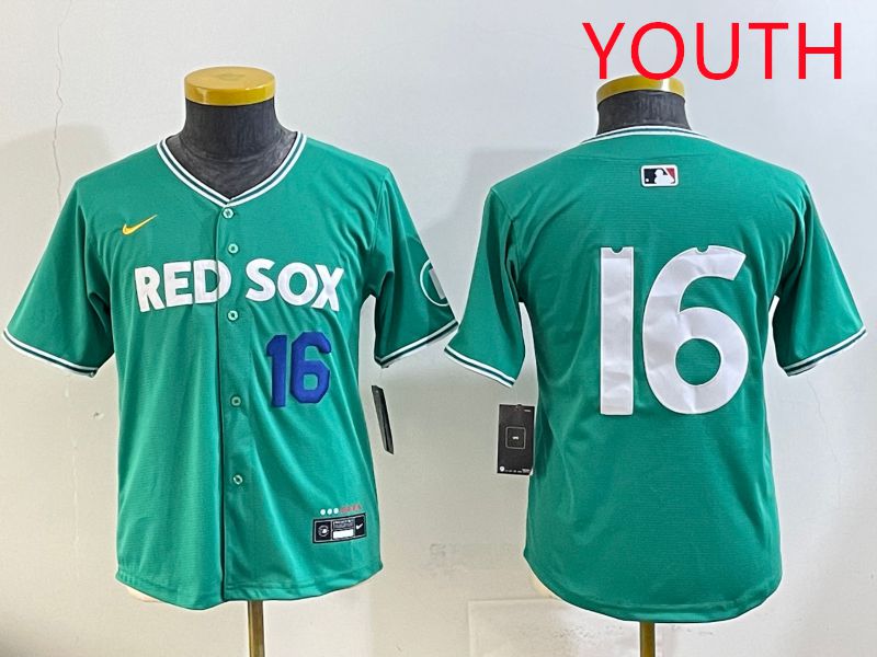 Youth Boston Red Sox #16 No Name Green Joint Name Nike 2025 MLB Jersey style 5->youth mlb jersey->Youth Jersey